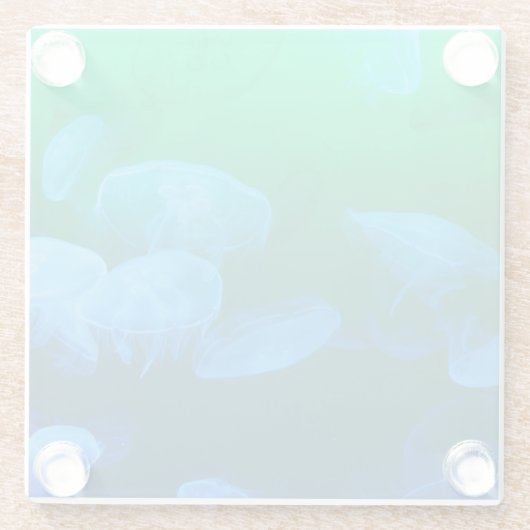 Coole Quallen Grün Blau Gradient Glasuntersetzer (Rückseite)