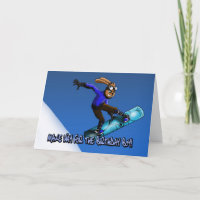 Coole Rabbit Snowboarder Geburtstagskarte