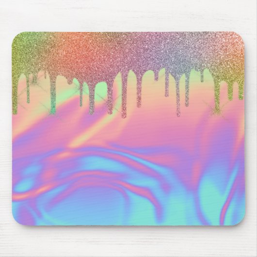 Coole Rainbow Glitzer Tropfens Ombre Holographic Mousepad (Vorne)