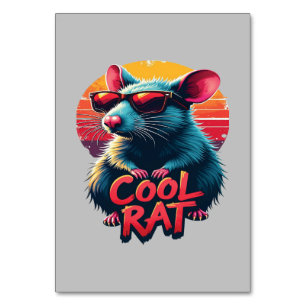 Coole Ratte mit Sonnenbrille Retro Sunset Design Tischnummer