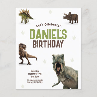 Coole realistische Dinosaur Geburtstagsparty Flyer