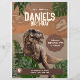 Coole realistische Dinosaurier-Geburtstags-Einladu Flyer
