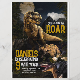 Coole realistische Dinosaurier-Geburtstags-Wildein Flyer