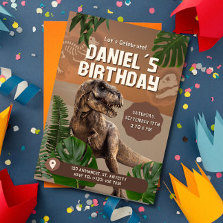 Coole realistische Dinosaurier zum Geburtstag Einl Einladung