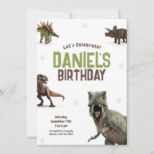 Coole realistische Dinosaurier zum Geburtstag Einl Einladung