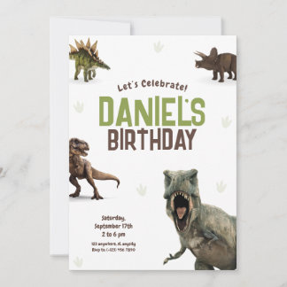 Coole realistische Dinosaurier zum Geburtstag Einl Einladung