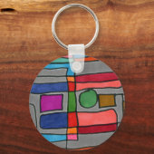 Coole, rechteckige Streifen mit kreisförmigem Akze Schlüsselanhänger (Vorderseite)