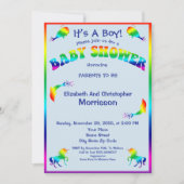 Coole Regenbogen-Jungen-Baby-Dusche mit süßen Einladung (Vorderseite)