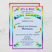 Coole Regenbogen-Jungen-Baby-Dusche mit süßen Einladung (Vorne/Hinten)