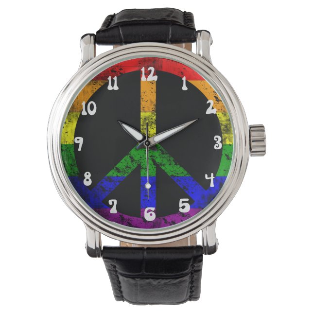 Coole Regenbogenflagge Armbanduhr (Vorderseite)