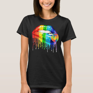 Coole Regenbogenlips Bitten Candy Lgbt Les Gay Pri T-Shirt