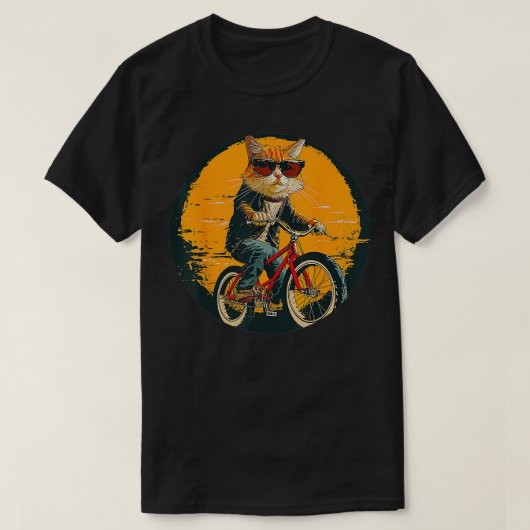 Coole Reitkatze mit Fahrrad für Fahrrad und coole T-Shirt (Design vorne)