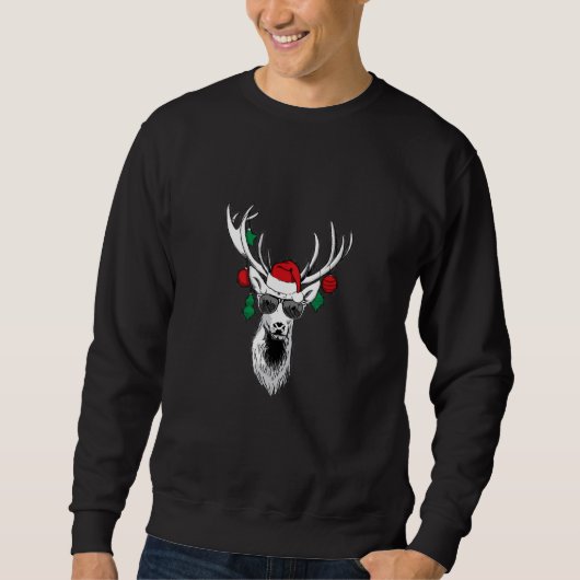 Coole Rentier-Sonnenbrille Sweatshirt (Vorderseite)