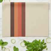 Coole Retro 70er Streifen-Brown-Orangen-Mandarine Geschirrtuch (Gefaltet)