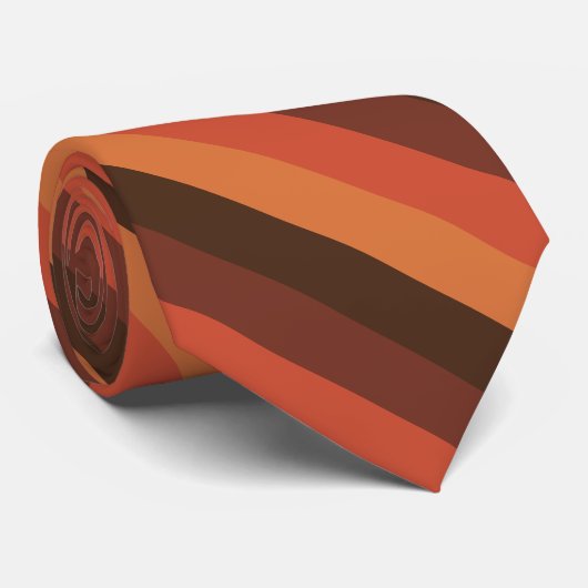 Coole Retro 70er Streifen-Brown-Orangen-Mandarine Krawatte (Gerollt)