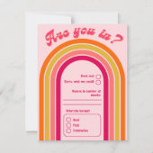 Coole Retro 70's Helle Pastel Pink Hochzeit RSVP Karte (Vorderseite)