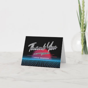 Coole Retro-80er-New-Wave-Abschluss-Dankeskarten Einladung