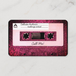 Coole Retro-80er-Rosa-Glitter-Cassette-Mixtape Visitenkarte