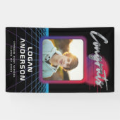 Coole Retro-80er-Synthwave-New-Wave-Abschlussfeier Banner (Horizontal)