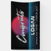 Coole Retro-80er-Synthwave-New-Wave-Abschlussfeier Banner (Vertikal)
