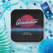 Coole Retro-80er-Synthwave-New-Wave-Abschlussfeier Pappteller (Party)