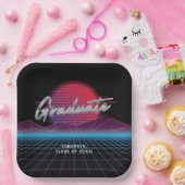 Coole Retro-80er-Synthwave-New-Wave-Abschlussfeier Pappteller (Party)
