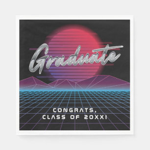 Coole Retro-80er-Synthwave-New-Wave-Abschlussfeier Serviette