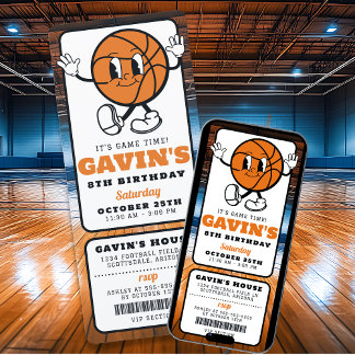 Coole Retro Basketball Ticket Sport Geburtstagspar Einladung