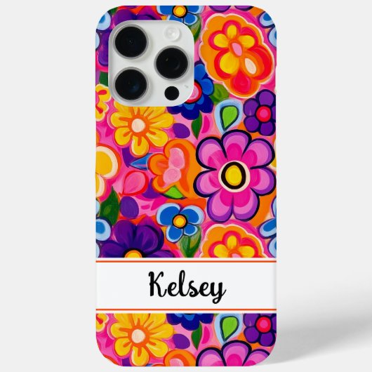 Coole Retro-Blumen-Personalisierung Case-Mate iPhone Hülle (Rückseite)