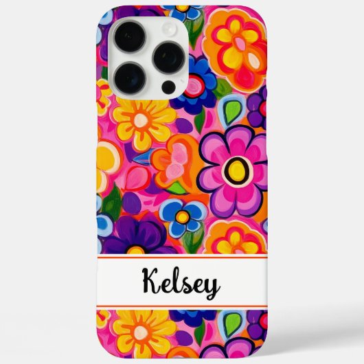 Coole Retro-Blumen-Personalisierung Case-Mate iPhone Hülle (Rückseite)