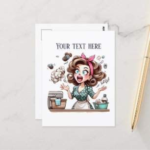 Coole Retro-Dame im Vintage-Stil Text hinzufügen Postkarte