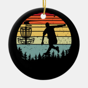 Coole Retro-Disc-Golf-Sport Vintage Keramik Ornament