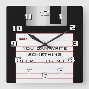 Coole Retro-Diskette mit Füge deinen eigenen Text Quadratische Wanduhr