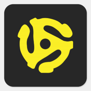 COOLE Retro Distanzscheibe DJ des Gelbs 45 Quadratischer Aufkleber