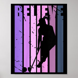 Coole Retro-Frauen-Feldhockey-Spielerin Trainer Ho Poster
