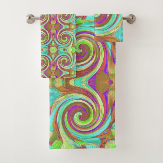 Coole Retro-Herbstfarben flüssige Kunstschmuck Badhandtuch Set (Insitu)