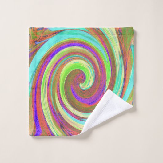 Coole Retro-Herbstfarben flüssige Kunstschmuck Badhandtuch Set (Waschlappen)