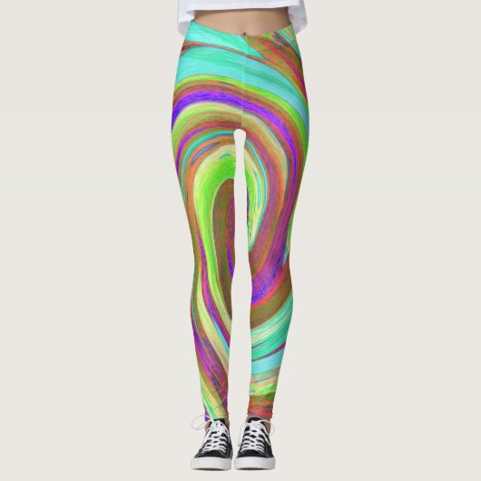 Coole Retro-Herbstfarben flüssige Kunstschmuck Leggings (Vorderseite)