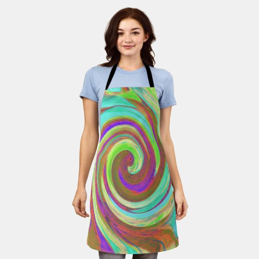 Coole Retro-Herbstfarben flüssige Kunstschmuck Schürze (Getragen)