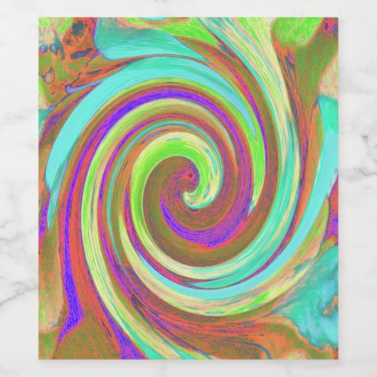 Coole Retro-Herbstfarben flüssige Kunstschmuck Weinetikett (Einzelnes Label)