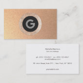 Coole Retro-IMITATE Rose Gold-Sequenzer Monogramm Visitenkarte (Vorne/Hinten)