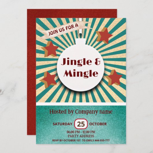 Coole Retro-Jingle & Mingle-Party Einladung (Vorne/Hinten)