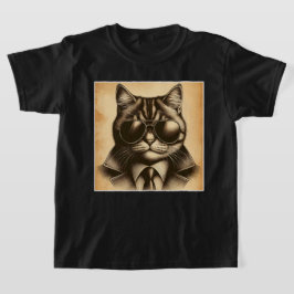 Coole Retro-Katze in Aviator-Sonnenbrille, Sepia-K T-Shirt