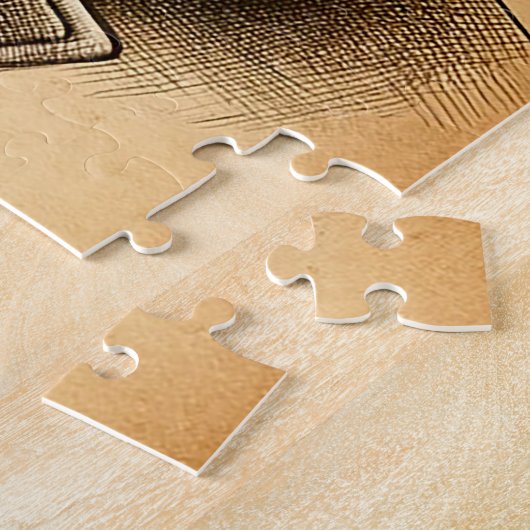 Coole Retro-Katze in Aviator-Sonnenbrille, Sepia Puzzle (Seite)