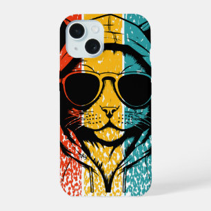 Coole Retro-Katze mit Sonnenbrille iPhone 15 Hülle