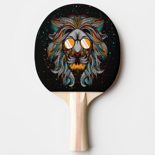 Coole Retro-Lion Tischtennis Schläger (Vorderseite)