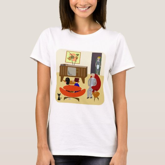 Coole Retro Living Characters bei Zuhause Art desi T-Shirt (Vorderseite)