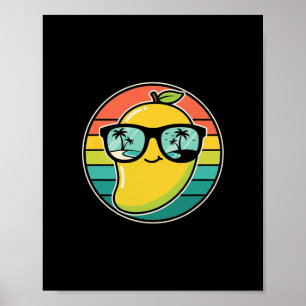 Coole Retro-Mango-Frucht-Kostüm-Sungles-Tropischer Poster