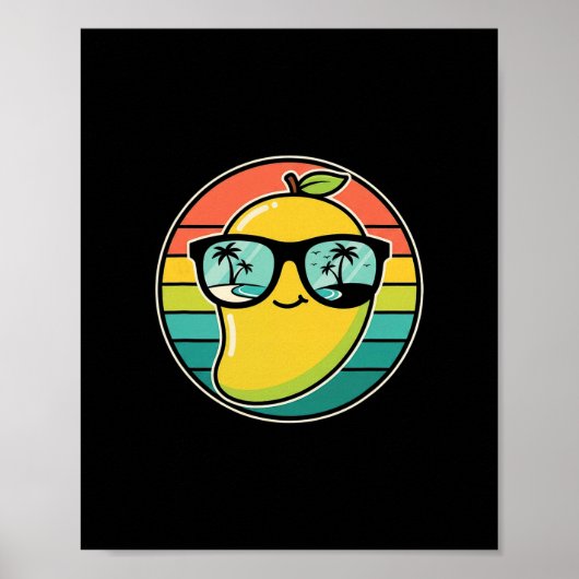 Coole Retro-Mango-Frucht-Kostüm-Sungles-Tropischer Poster (Vorne)