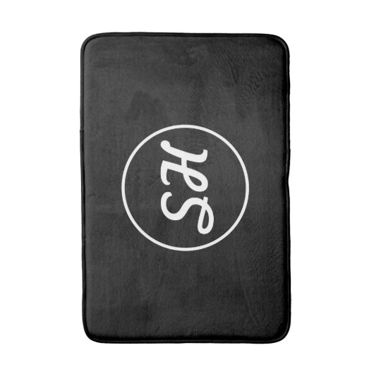 Coole Retro-Moderne Monogramm | Schwarz/Weiß Badematte (Vorderseite Vertikal)